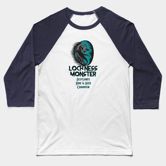 Loch Ness Monster Hide & Seek Baseball T-Shirt by The Convergence Enigma